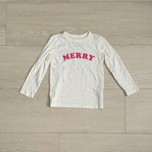 3/$10 Crewcuts Cream and Pink Merry Long Sleeve Tee